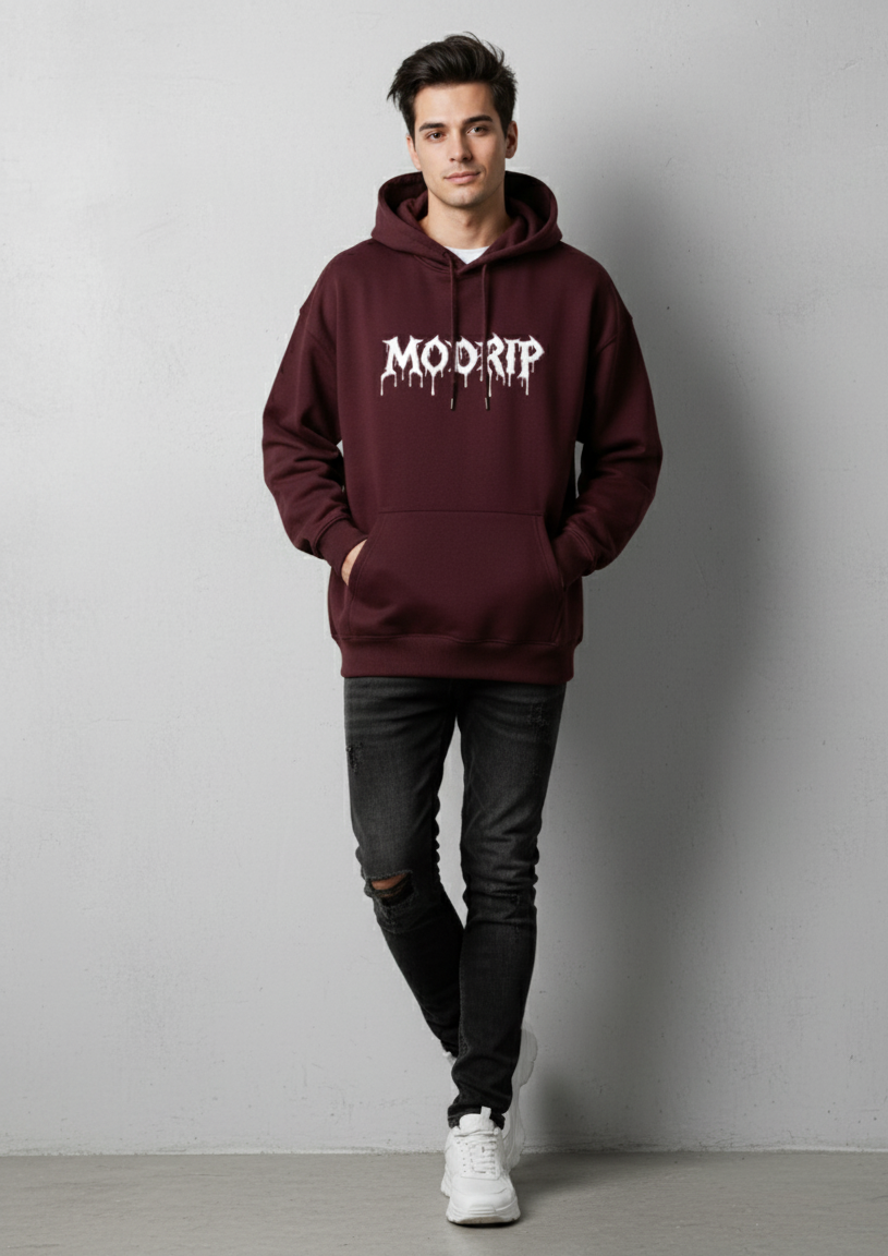 MODRIP's Axiom Maroon Oversized Unisex Hoodie