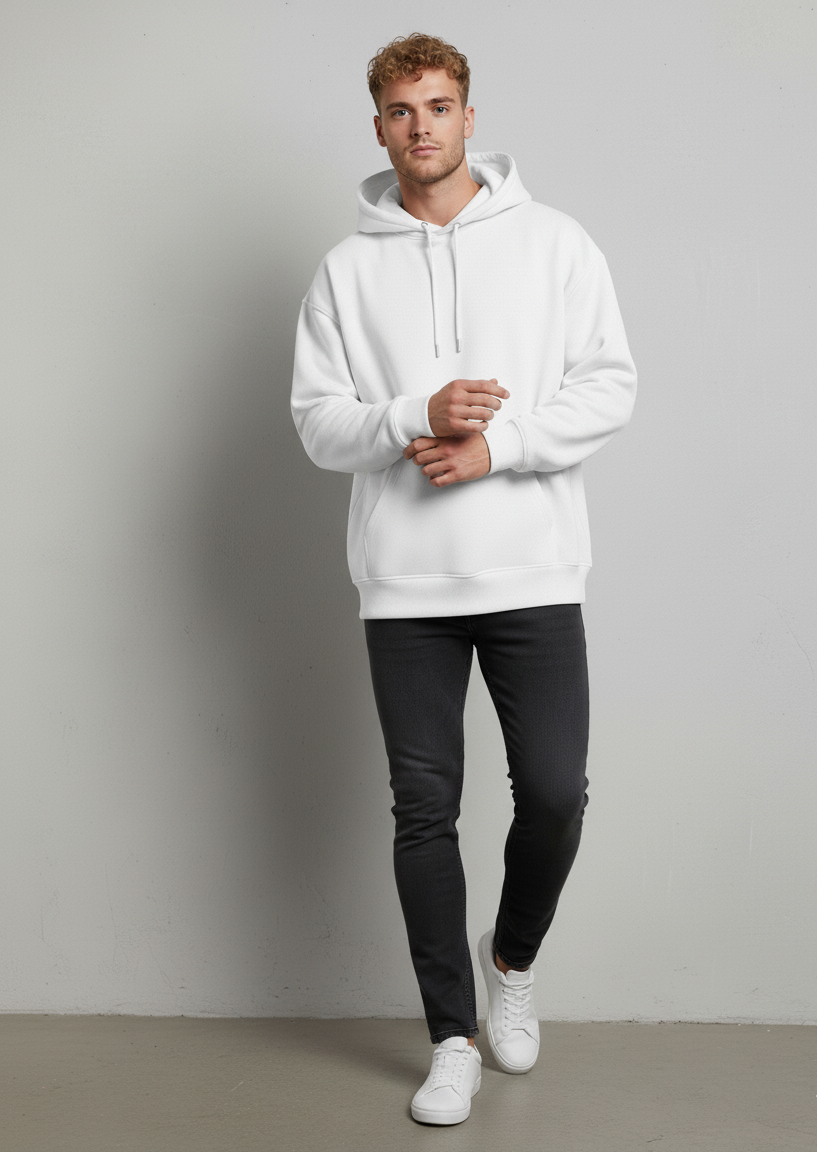 Modrip's White Oversized Unisex Hoodie