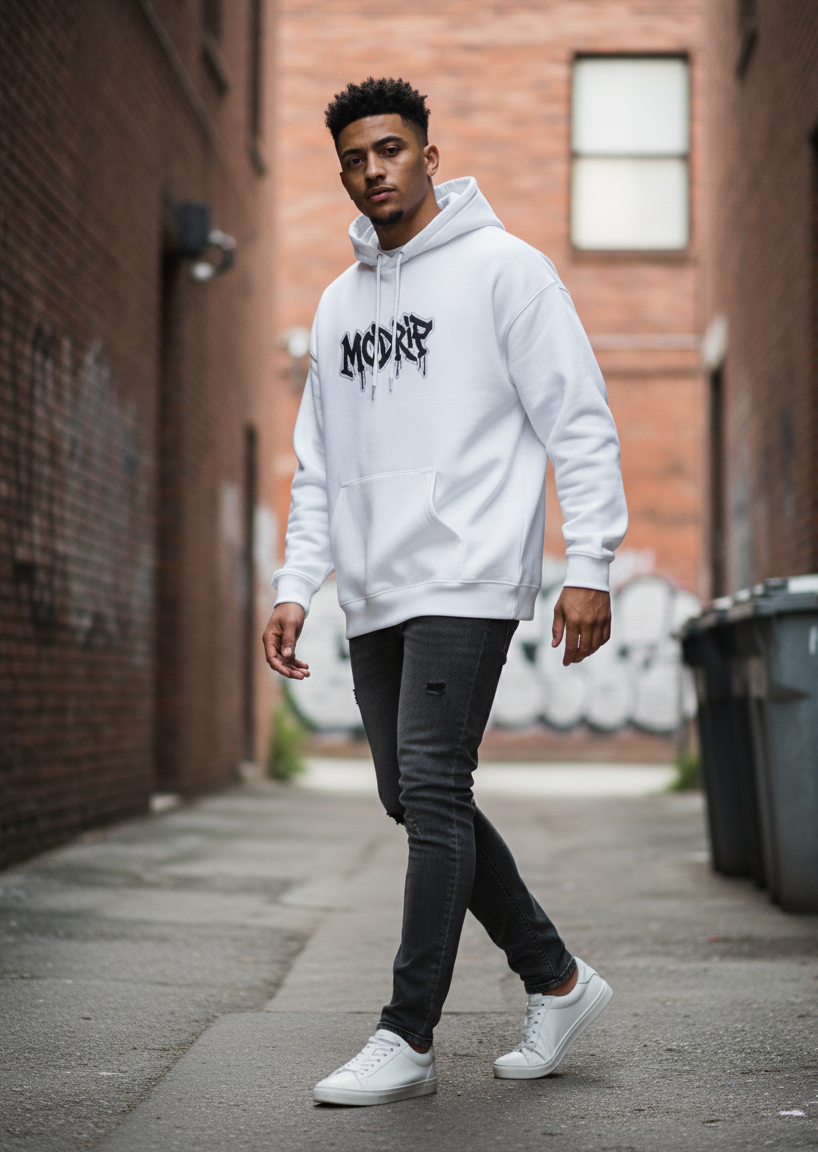 MODRIP's Axiom White Oversized Unisex Hoodie
