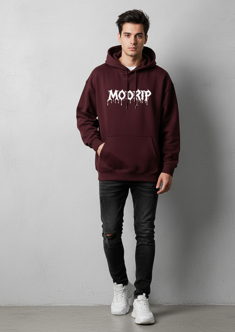 MODRIP's Axiom Maroon Oversized Unisex Hoodie