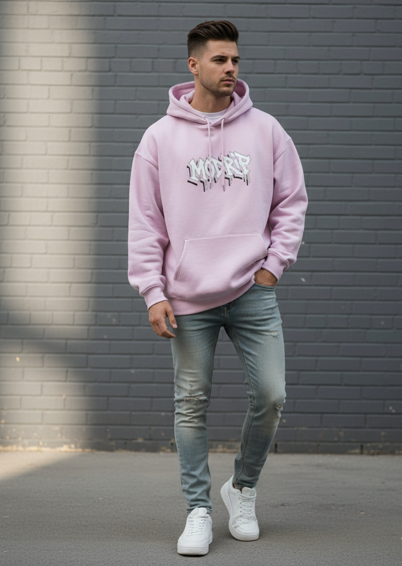 MODRIP's Axiom Light BabyPink Oversized Unisex Hoodie