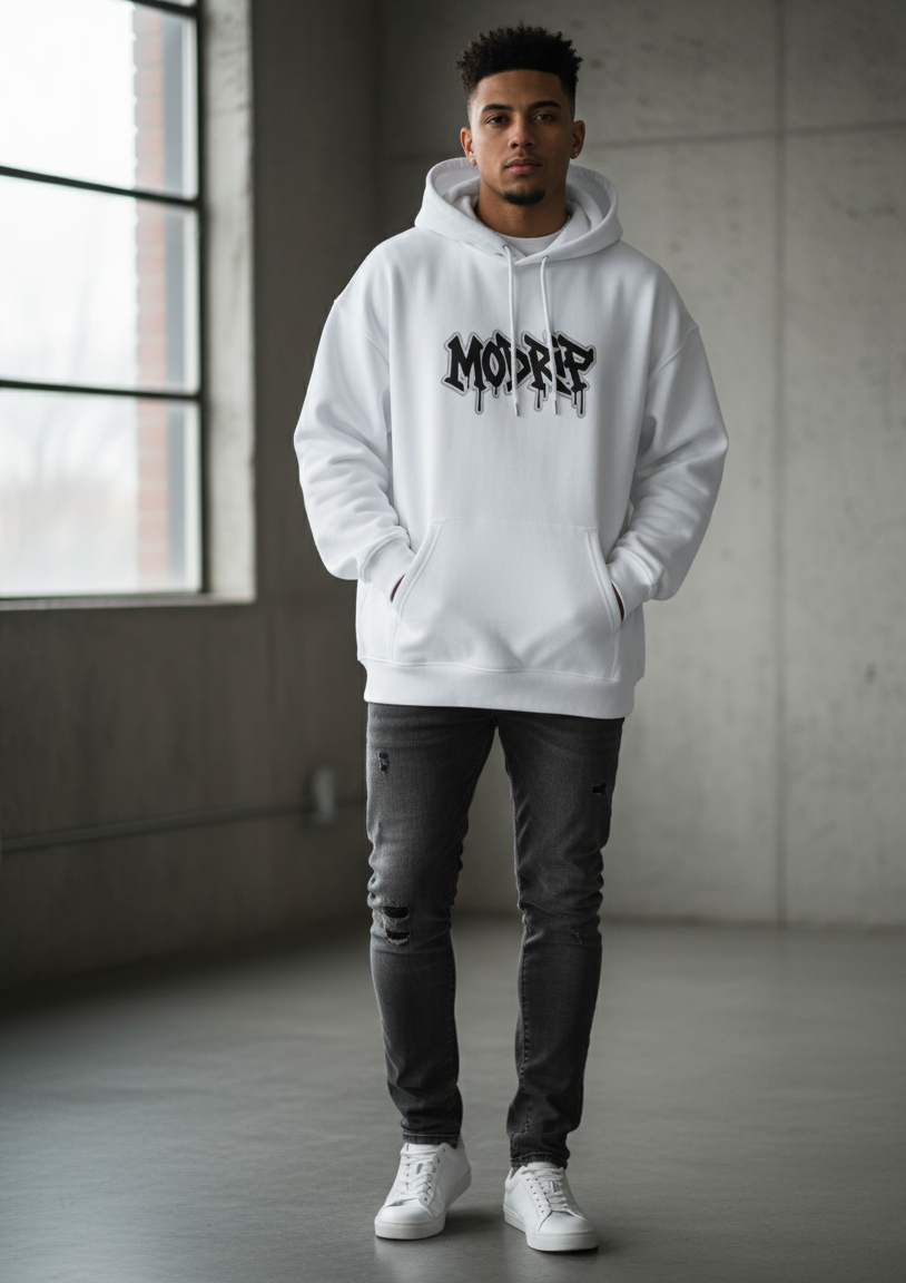 MODRIP's Axiom White Oversized Unisex Hoodie