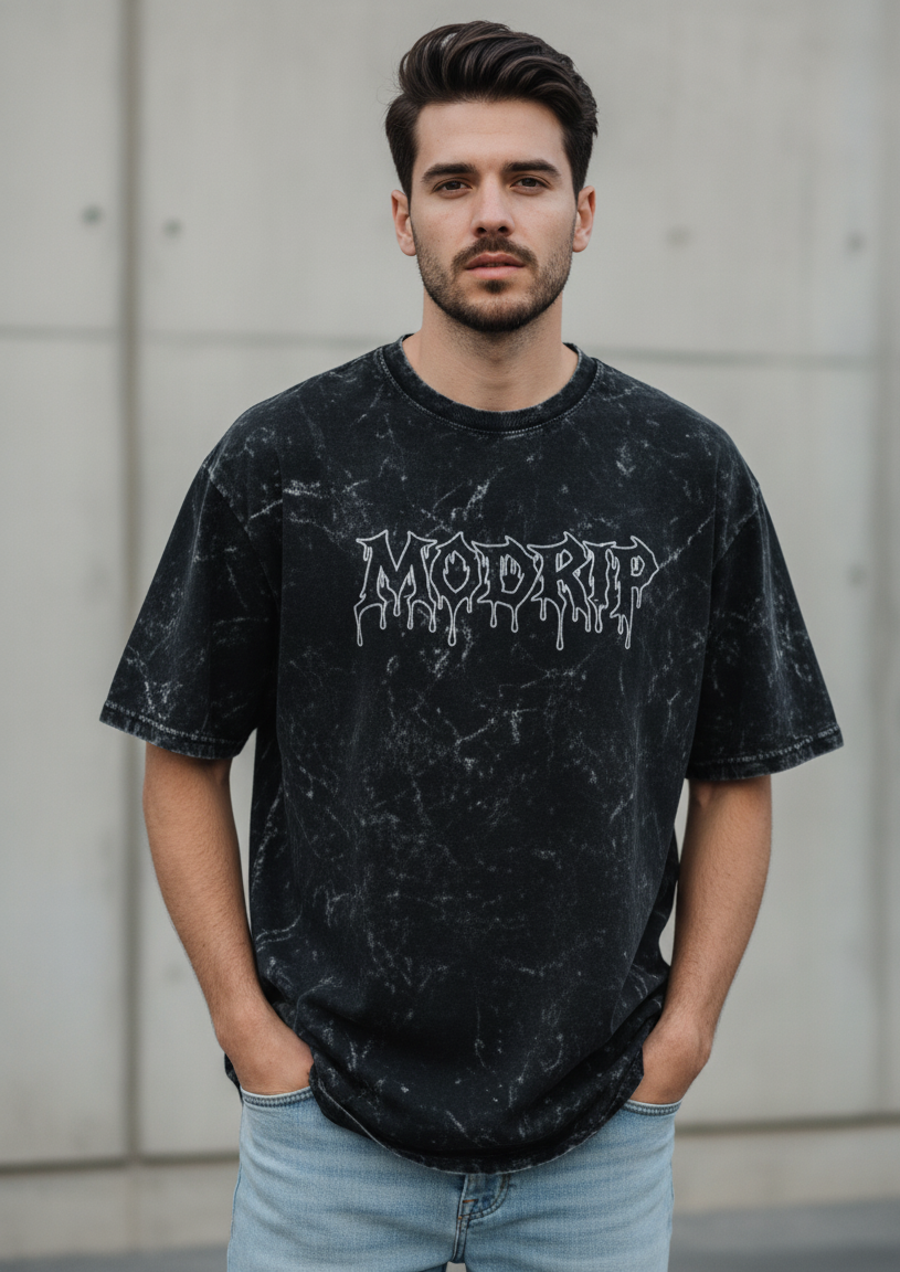 MODRIP's Black Acid Washed Unisex Oversized Tee