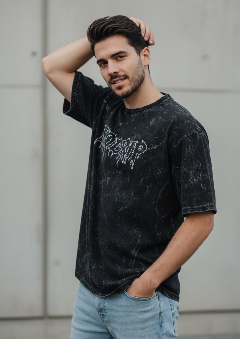 MODRIP's Black Acid Washed Unisex Oversized Tee