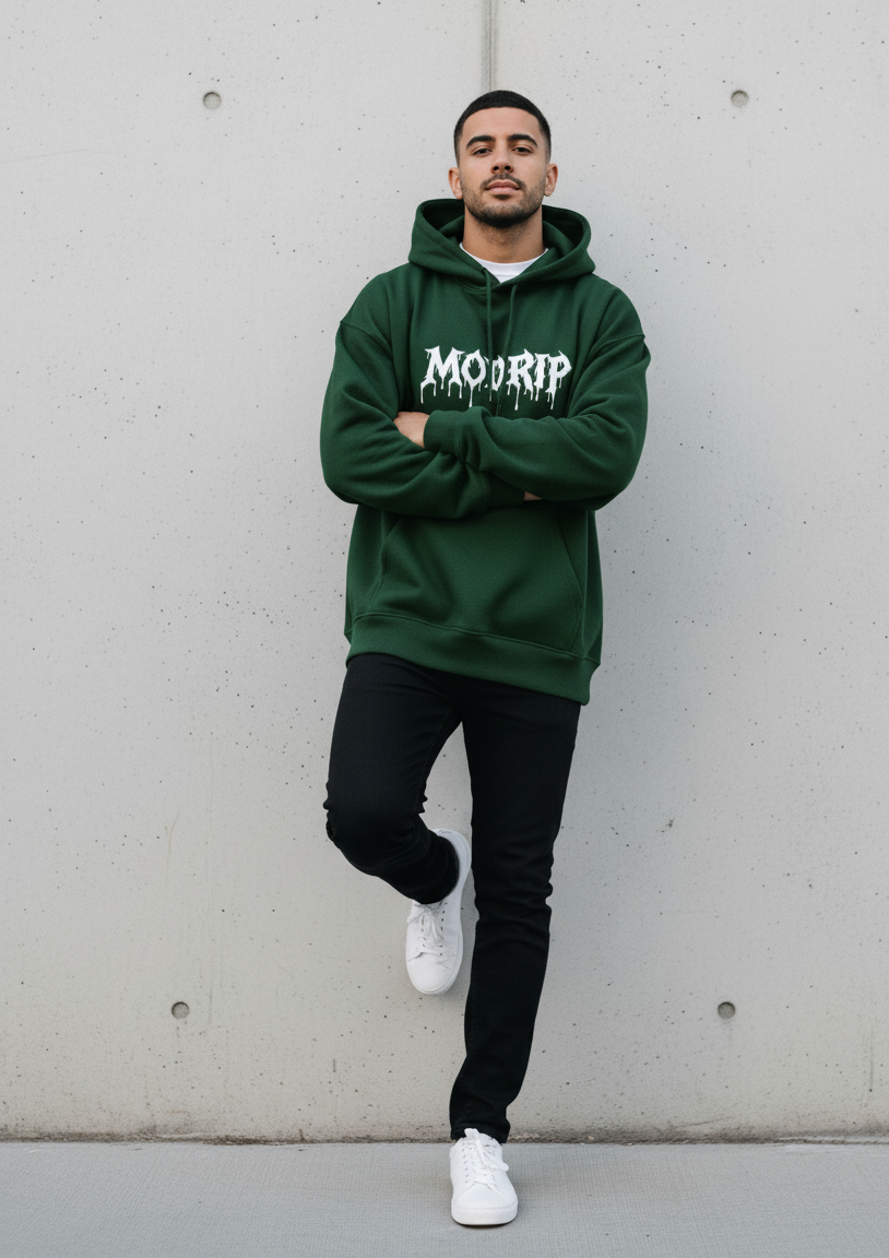 MODRIP's Axiom BottleGreen Oversized Unisex Hoodie