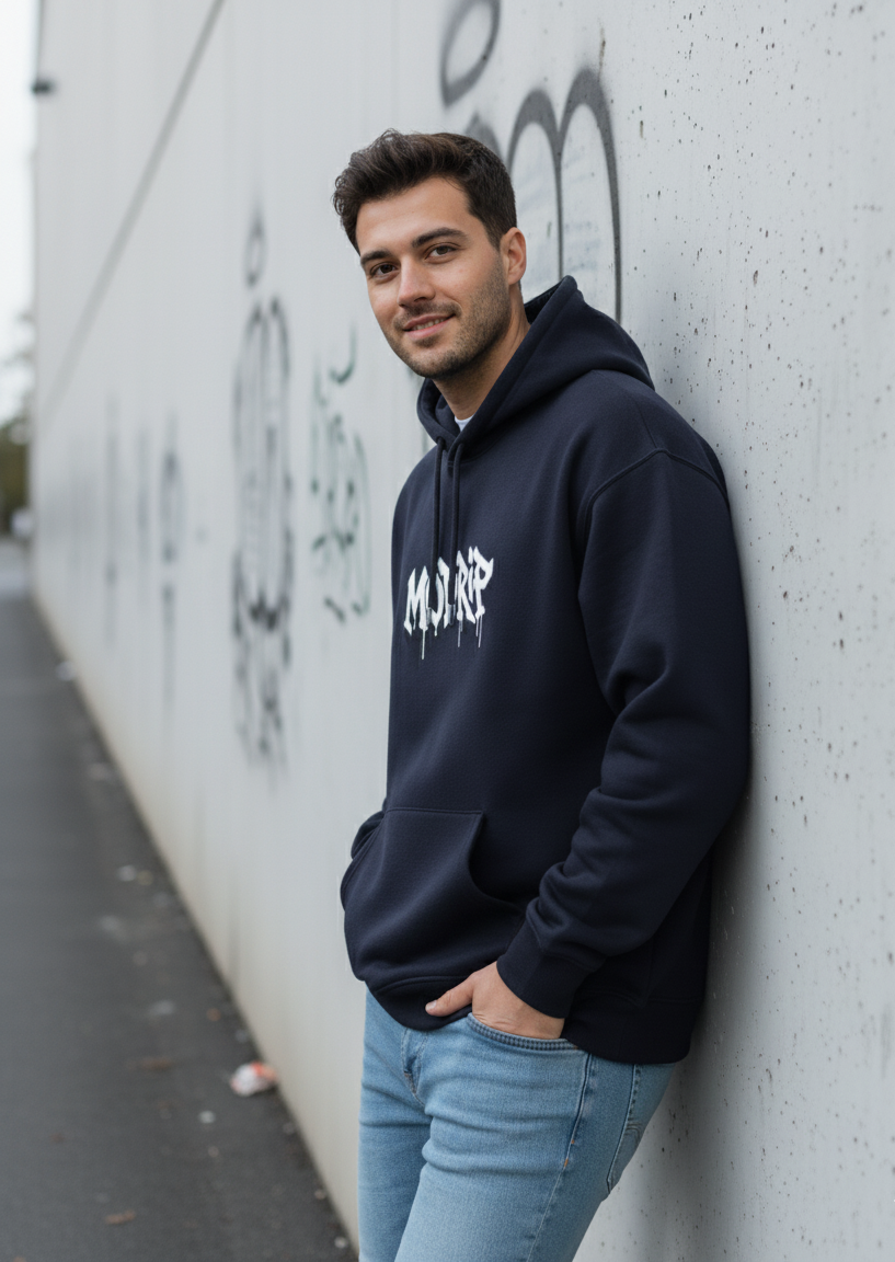 MODRIP's Axiom Navy Blue Oversized Unisex Hoodie
