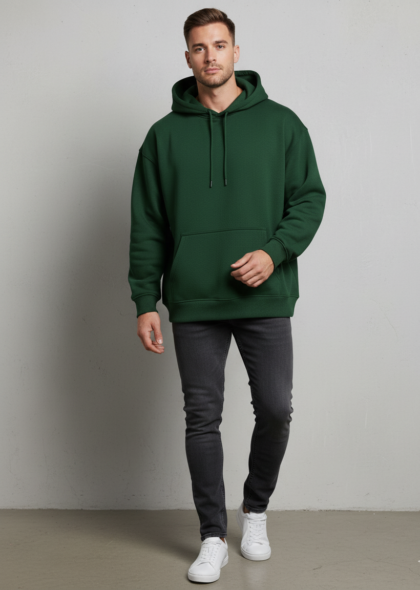 MODRIP's Bottle Green Oversized Unisex Hoodie