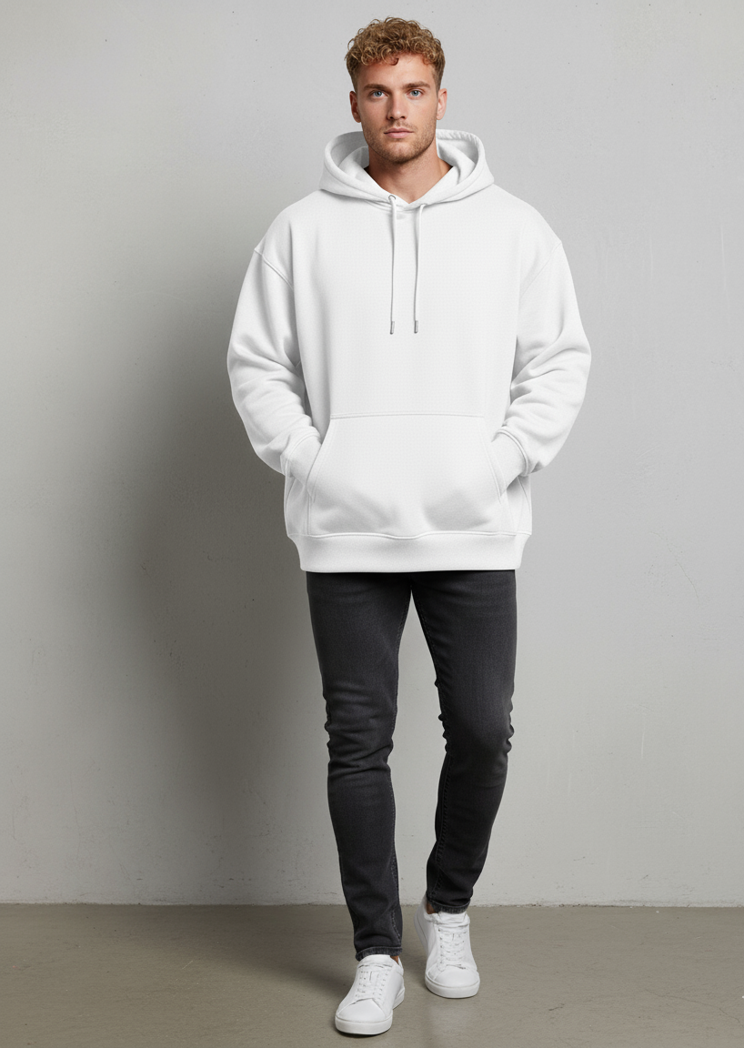Modrip's White Oversized Unisex Hoodie