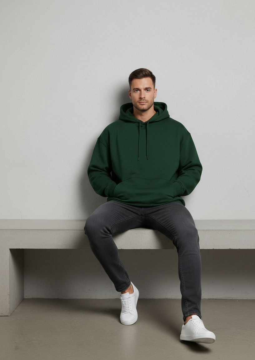 MODRIP's Bottle Green Oversized Unisex Hoodie