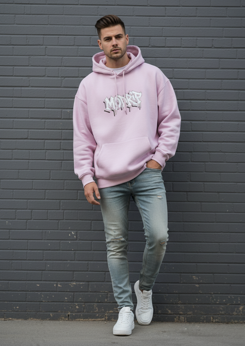 MODRIP's Axiom Light BabyPink Oversized Unisex Hoodie