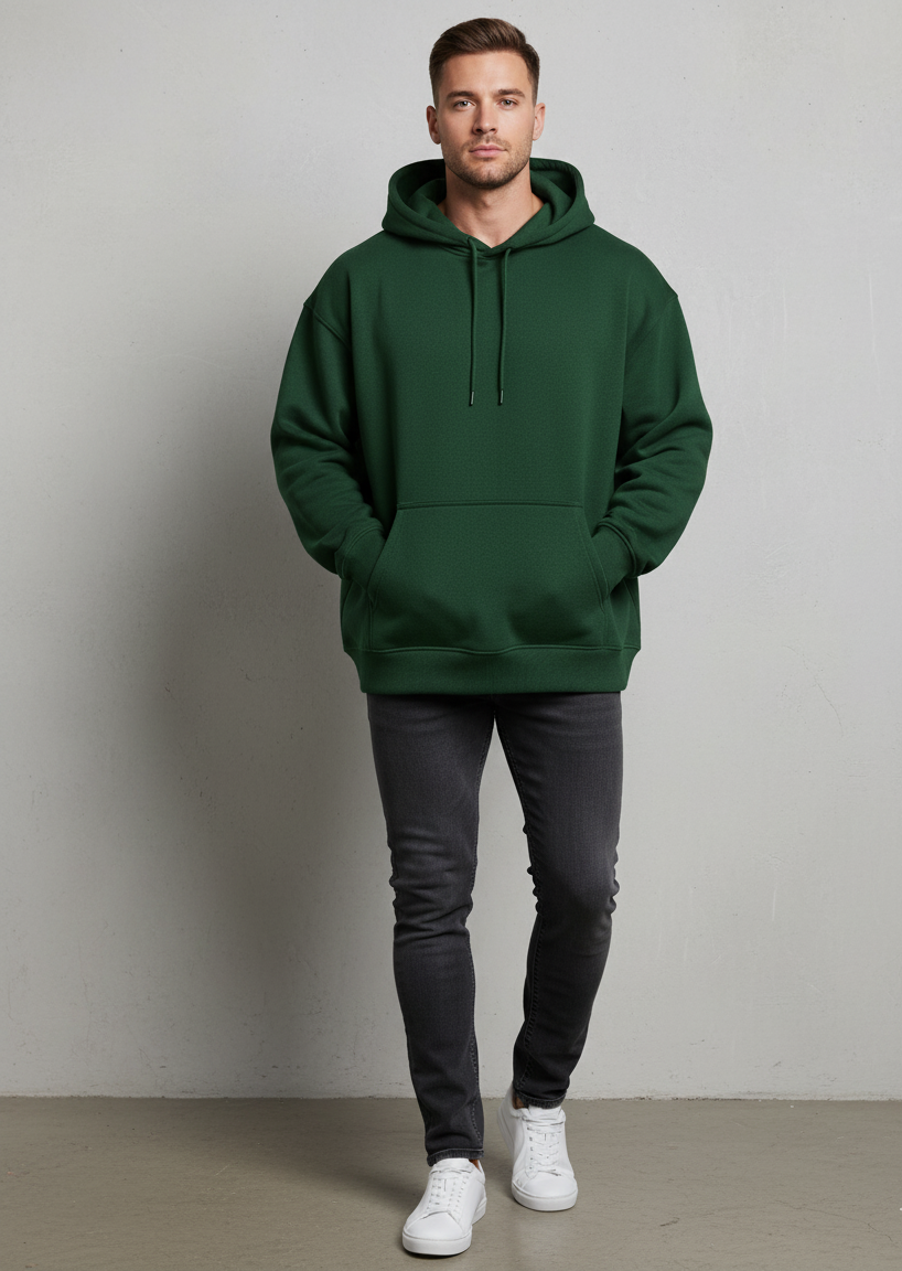 MODRIP's Bottle Green Oversized Unisex Hoodie