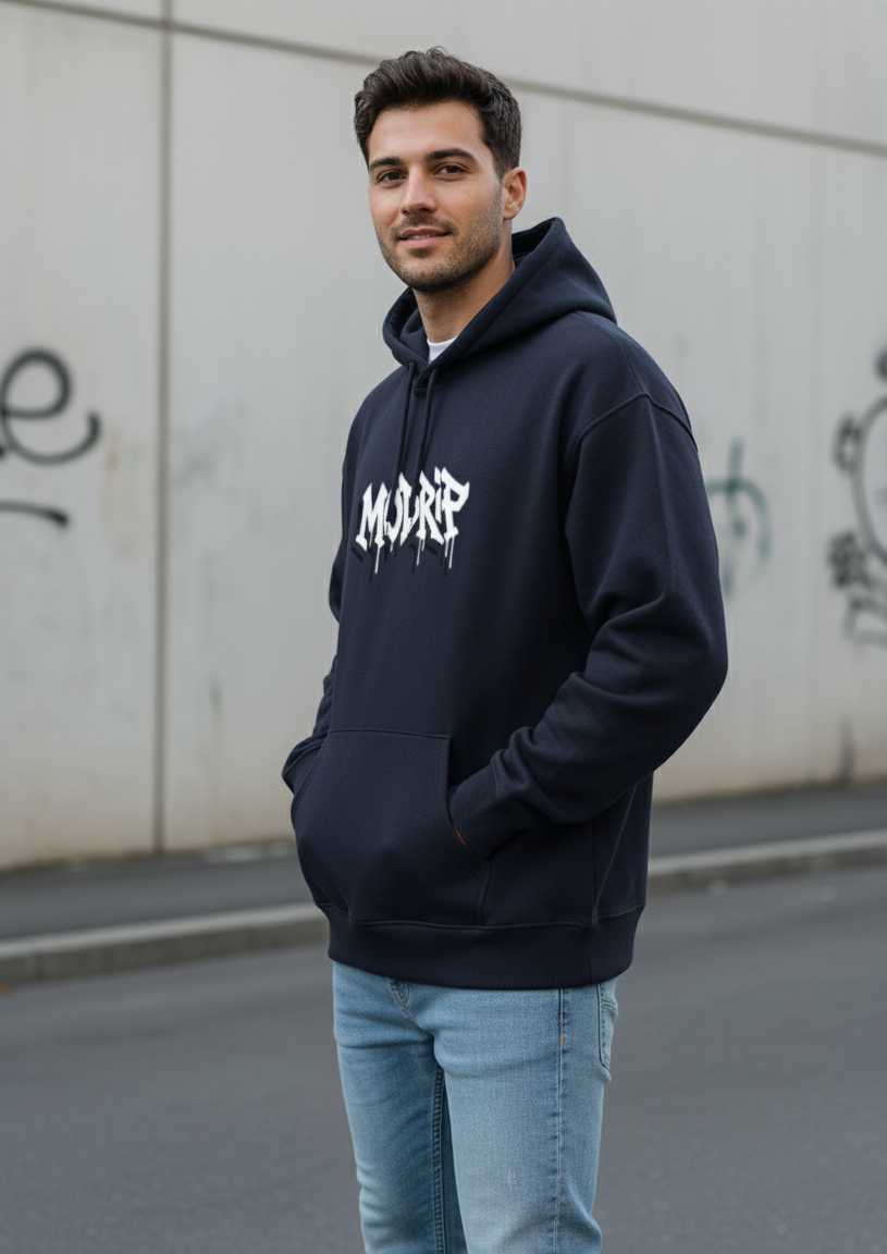 MODRIP's Axiom Navy Blue Oversized Unisex Hoodie
