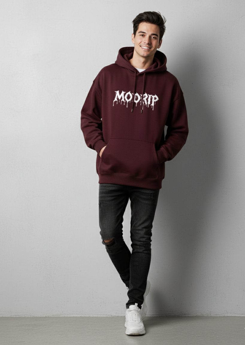 MODRIP's Axiom Maroon Oversized Unisex Hoodie